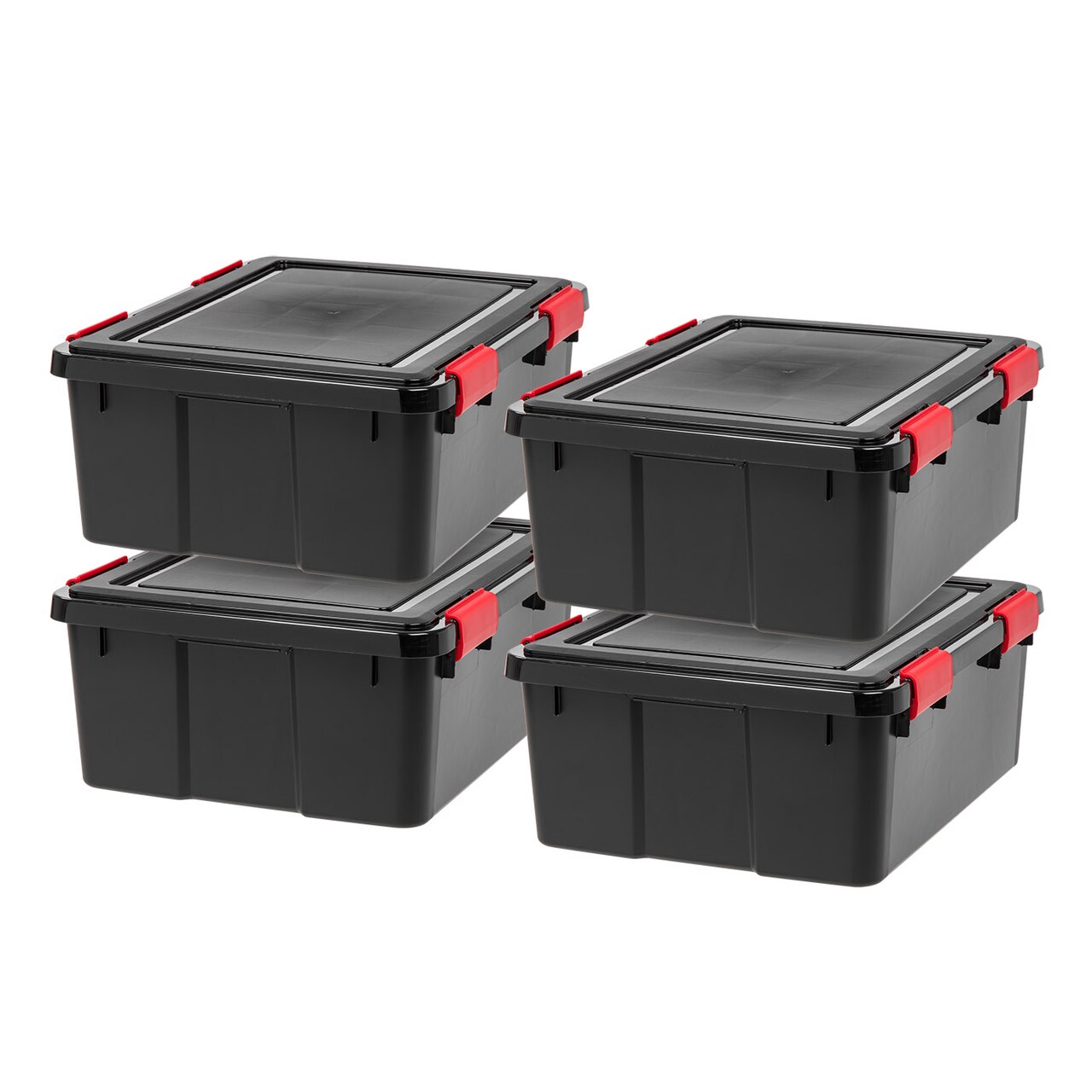 IRIS USA WeatherPro™ Bin Tote Organizing Container, Black/Red